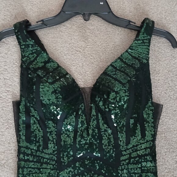 Envious Dark Green Sequin Cocktail Dress - Picture 4 of 10